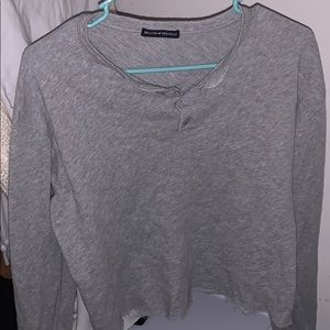 brandy melville gray button up long sleeve top